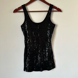 Express Sexy Basic Women’s Black Sequin Tank Top Size Small
